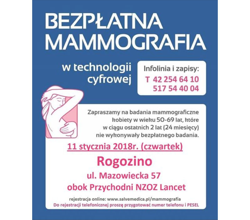 Bezpłatne badania mammograficzne
